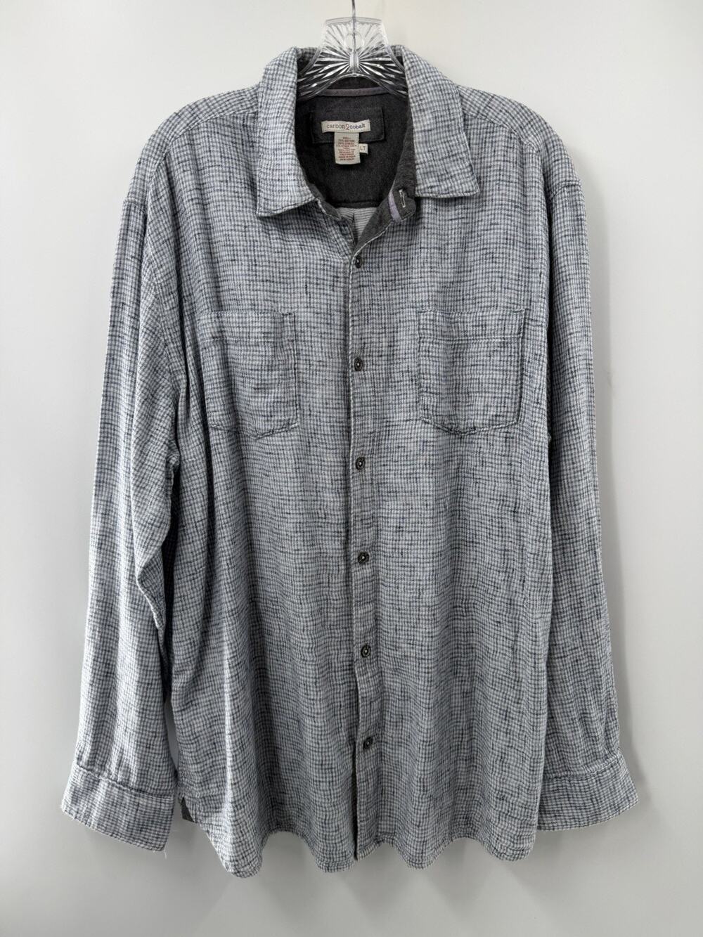 Carbon 2 Cobalt Men's Cotton Flannel Long Sleeve Button Up Shirt Pockets Size LT